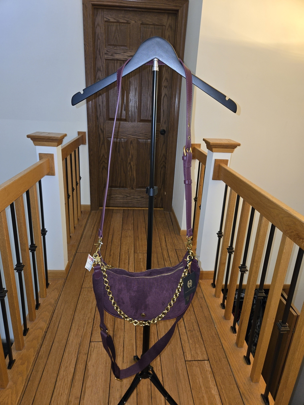 Women’s Royal Plum Shoulder Bag with Gold Chain